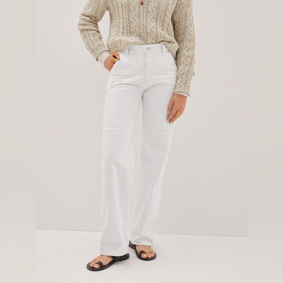 MANGO Carpenter Cargo Jeans White Wide Leg Jeans women’s size 6 US - Picture 1 of 4